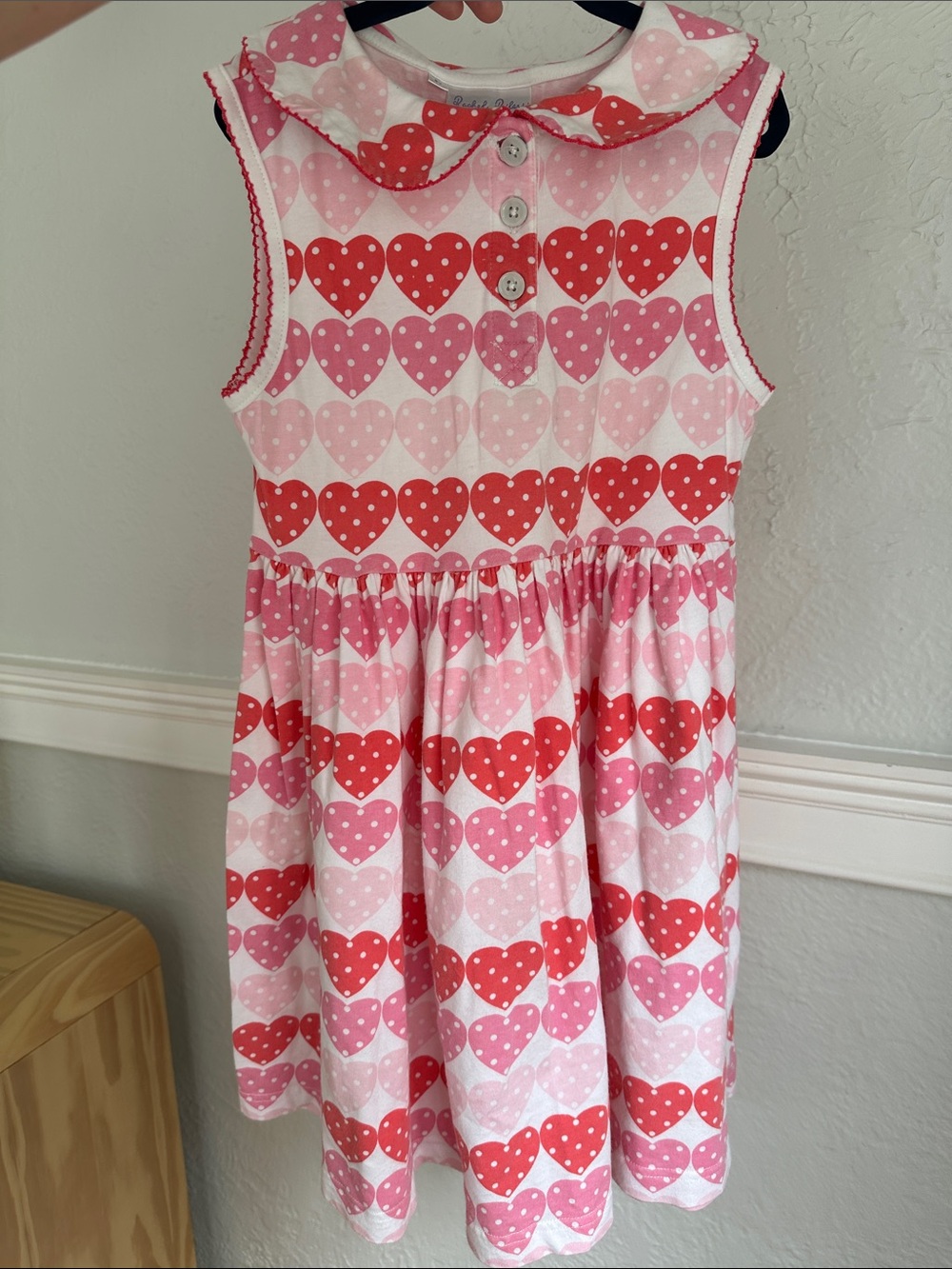 Rachel Riley Pink & Red Heart Print Sleeveless Dress